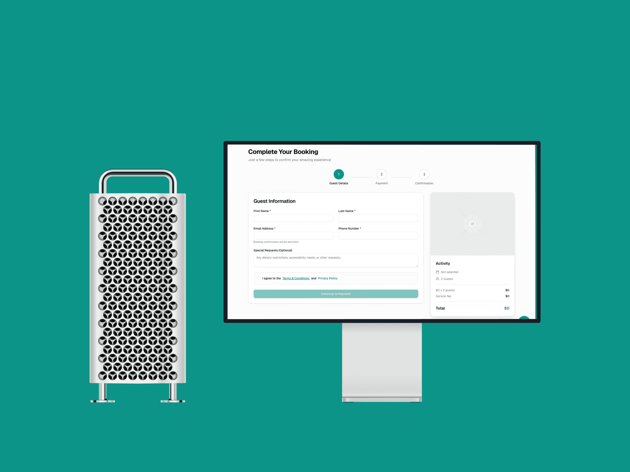 Mac Pro showing GoTwende booking checkout flow