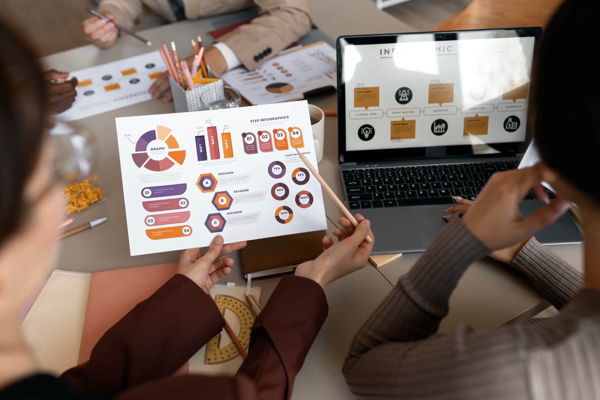 Creative team working together in modern office