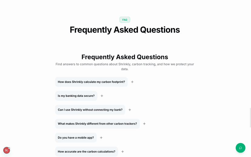 Frequently Asked Questions about Shrinkly carbon tracking