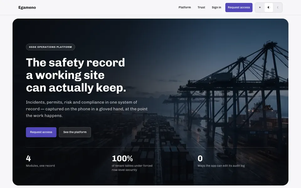 Egameno's public home page